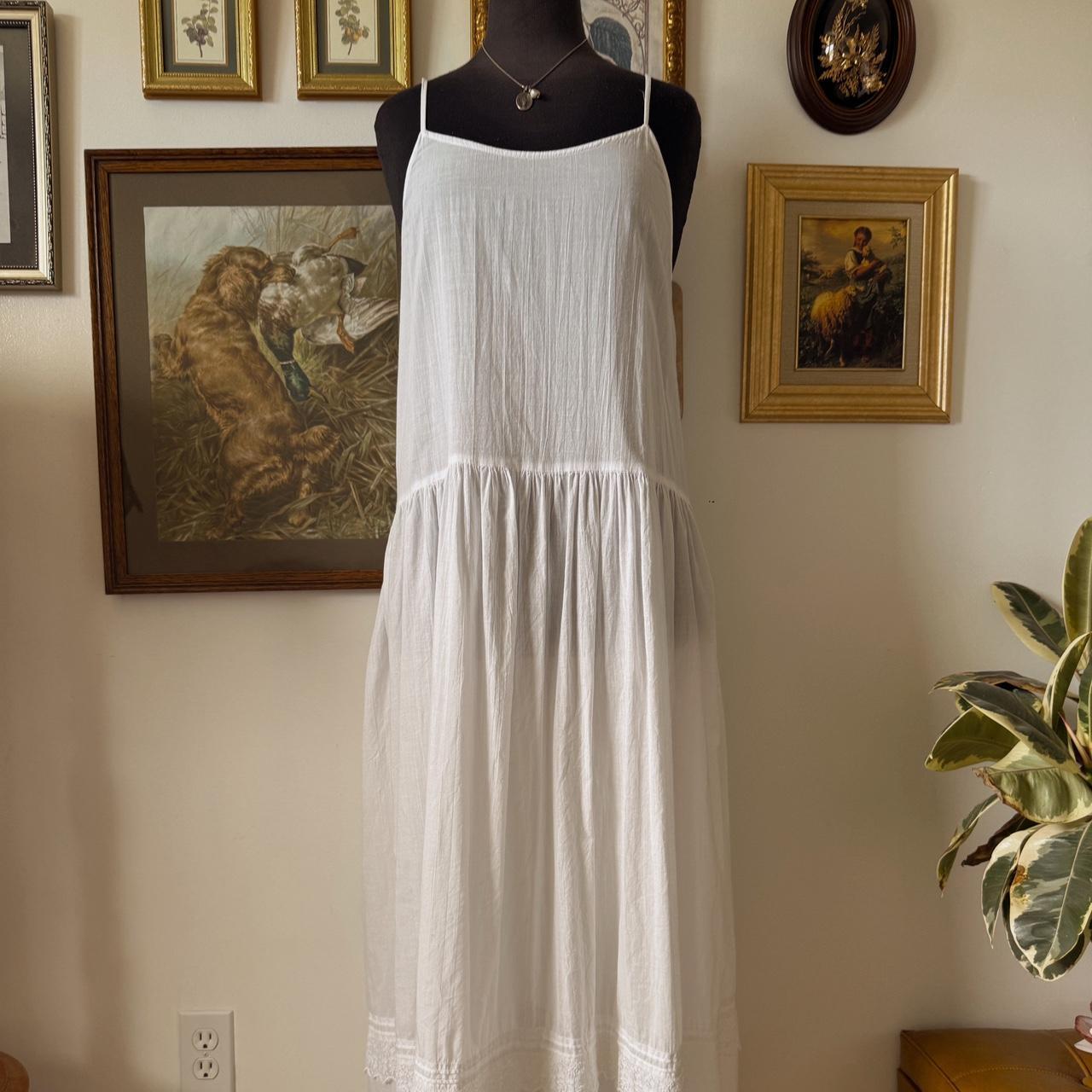White cotton maxi dress (M)