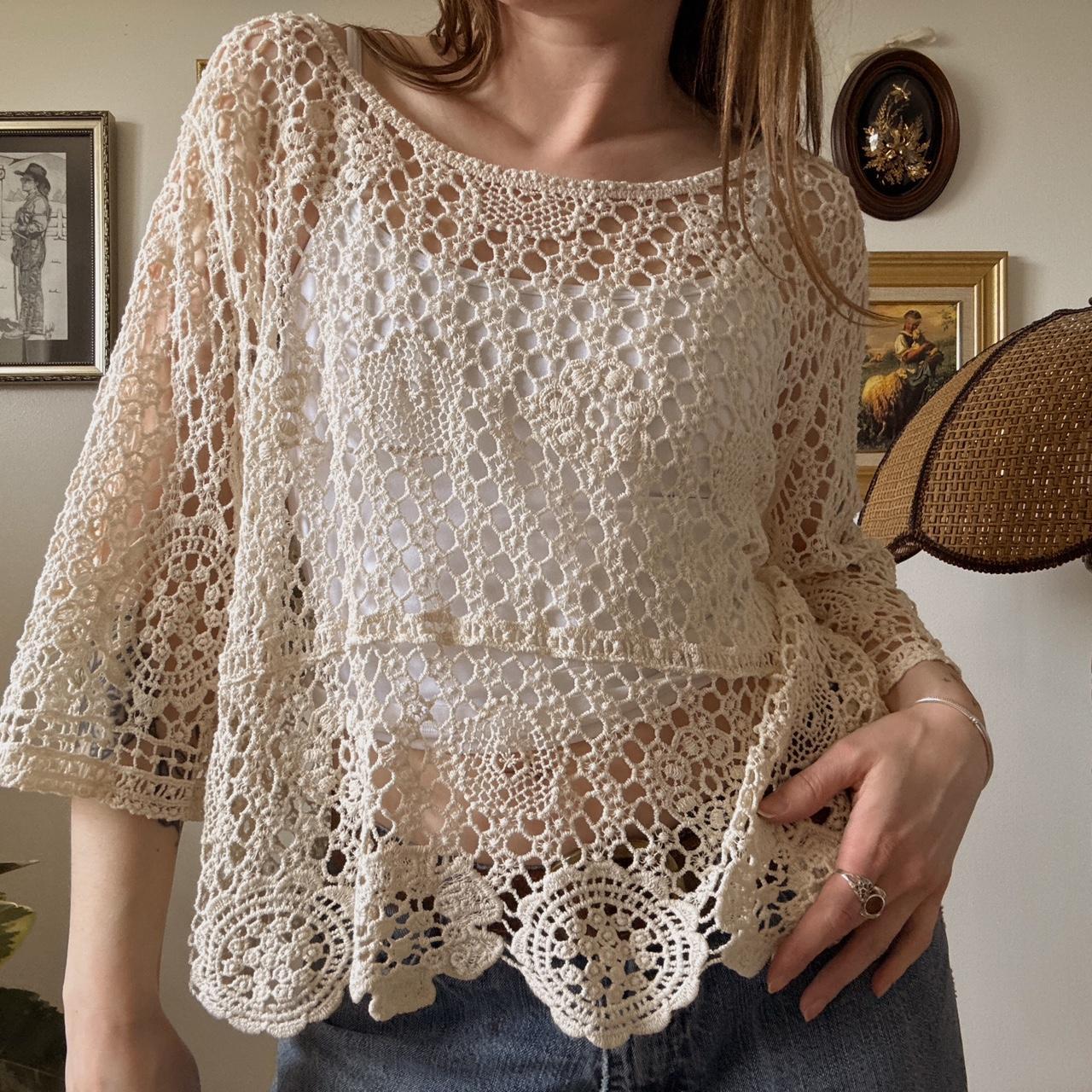 Boho crochet slouchy top (L)
