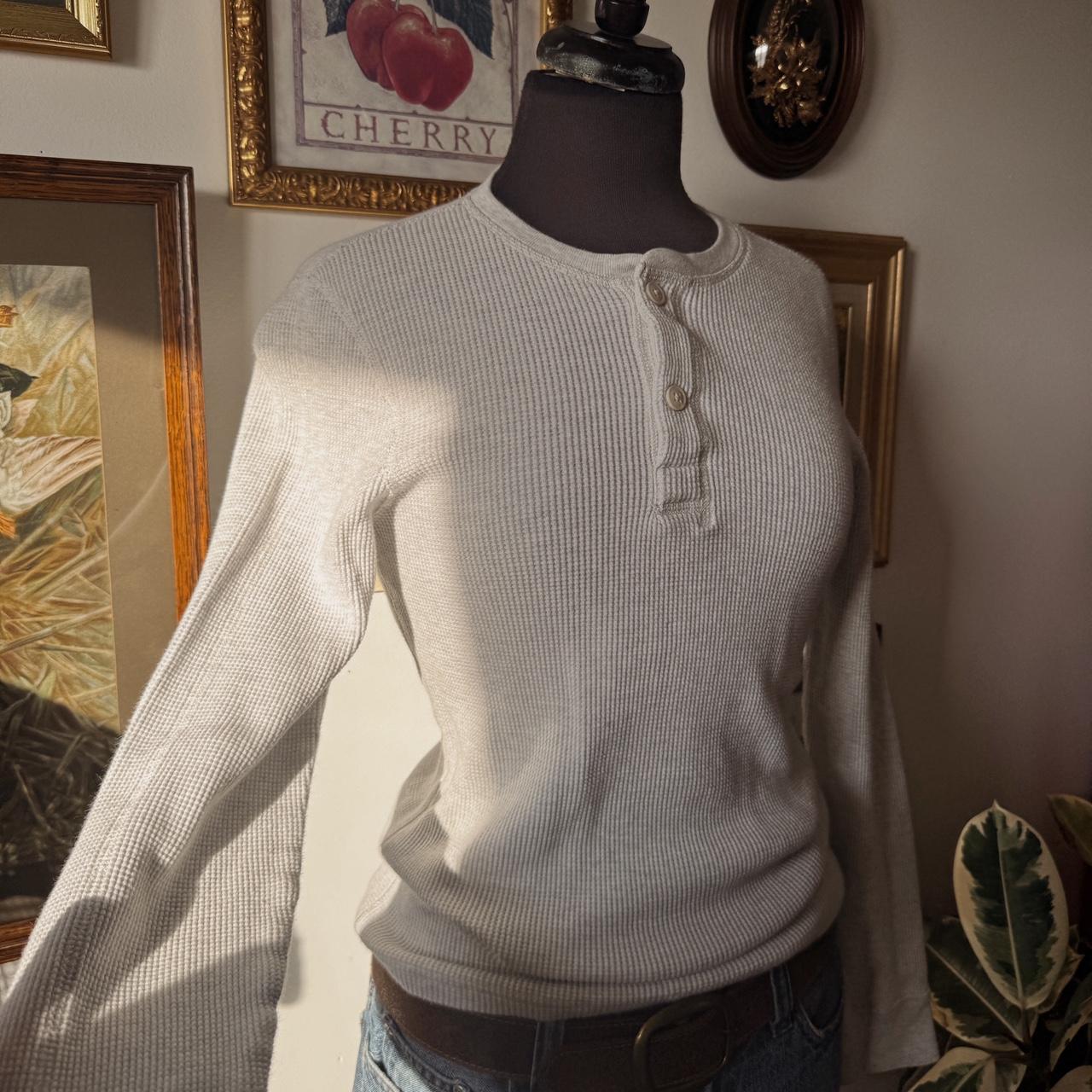 Light cloud grey waffle knit top (S)