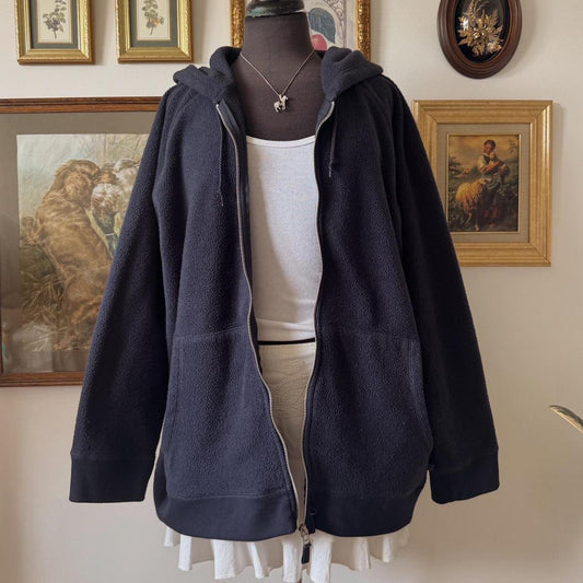 Navy blue fleece zip-up hoodie (XXL)