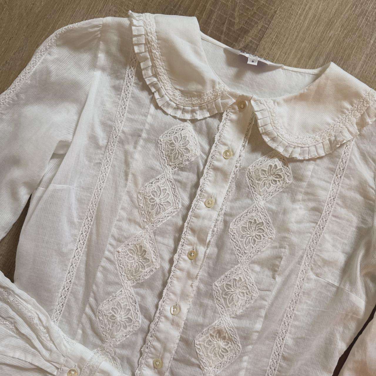White lace cottage ruffle blouse (S)