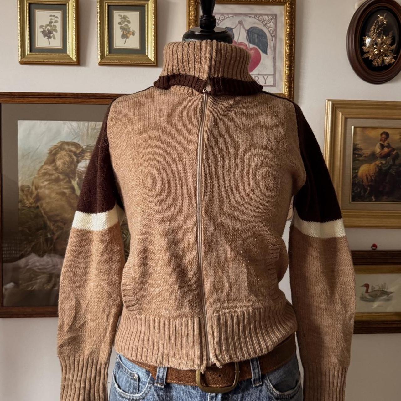 Vintage 70s earthy knit zip up (M)
