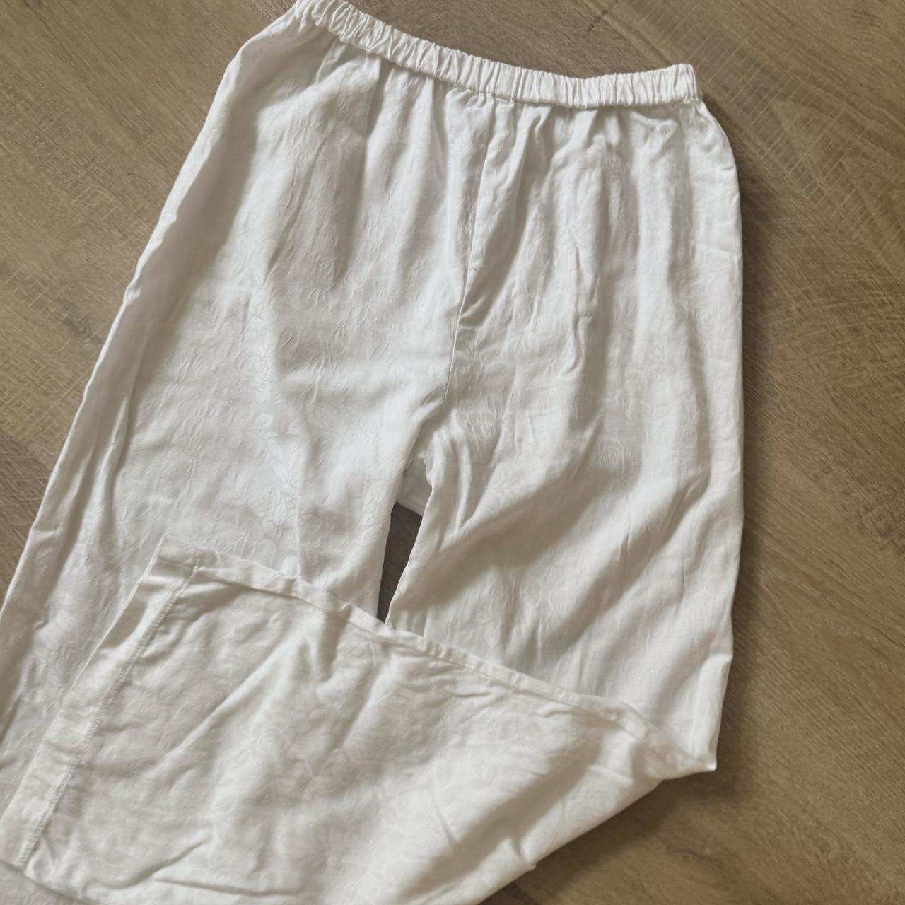 White floral wide leg pants (S)