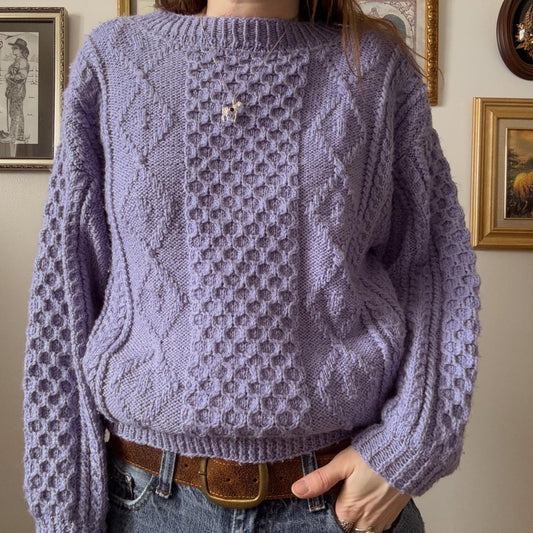 Lavender cable knit sweater (S)