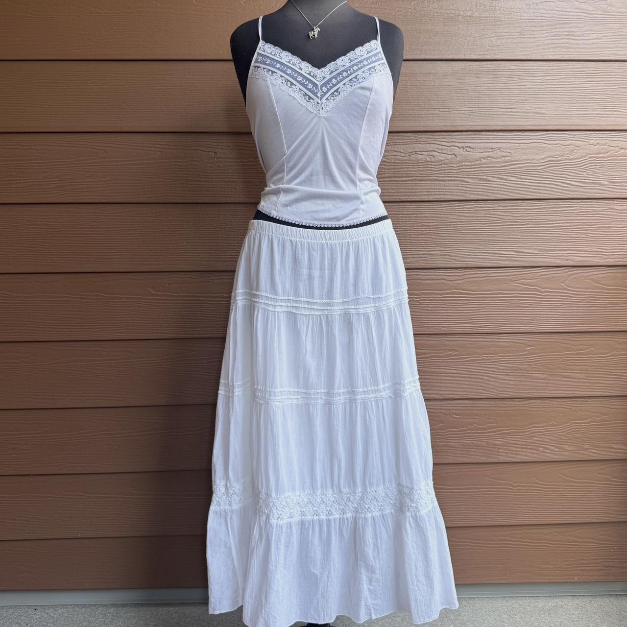 White cotton maxi skirt (M)