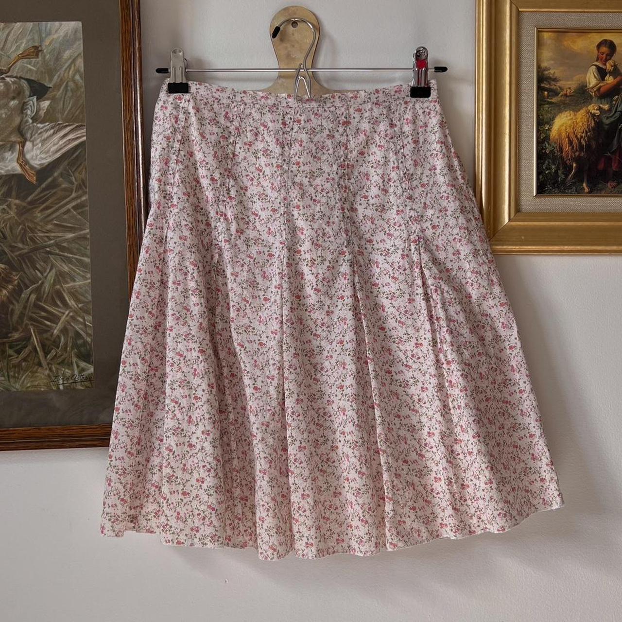 Pink floral midi skirt (26")