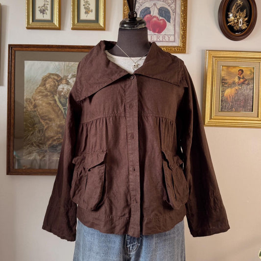Brown babydoll linen jacket (M)