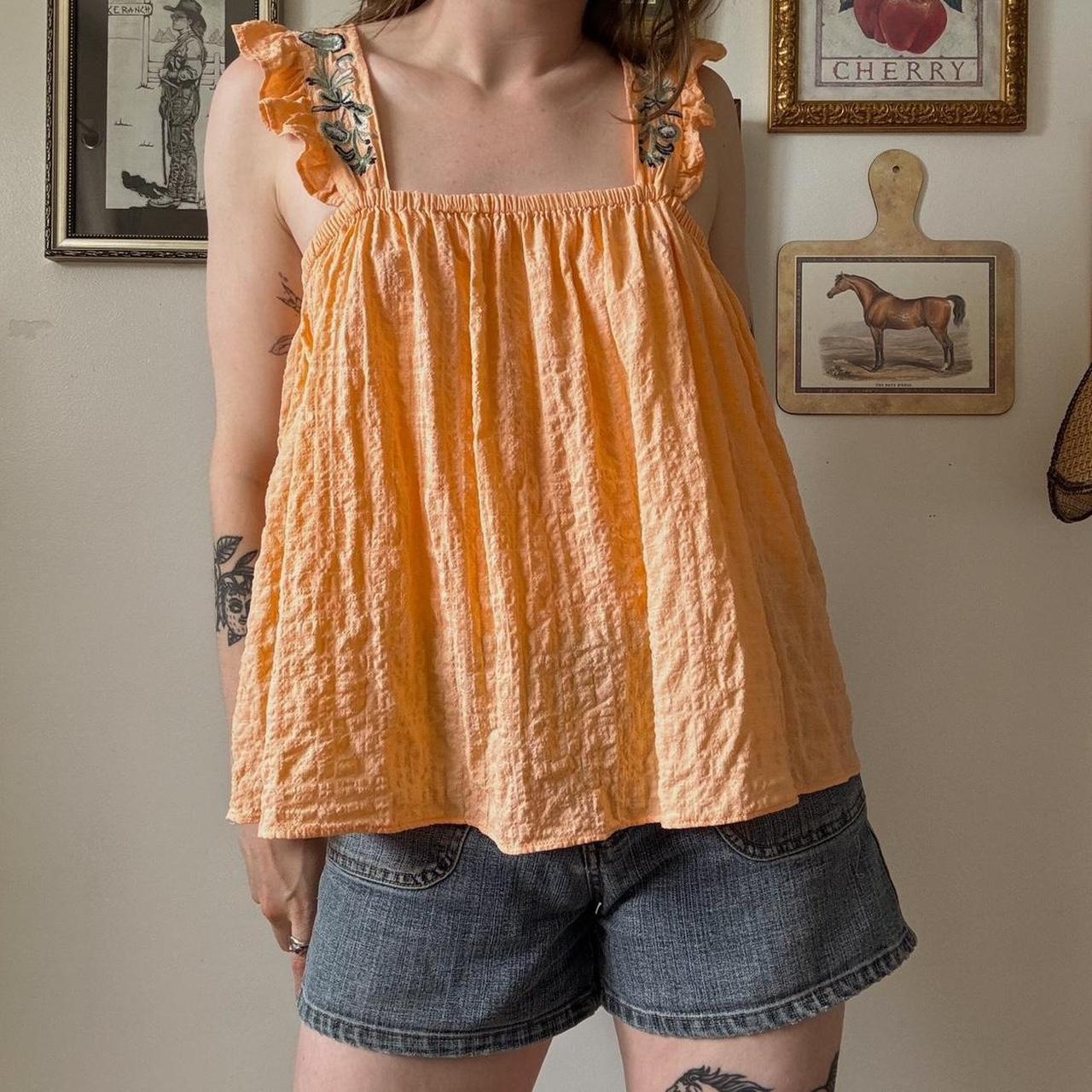 Peach boho babydoll tank (S/M)