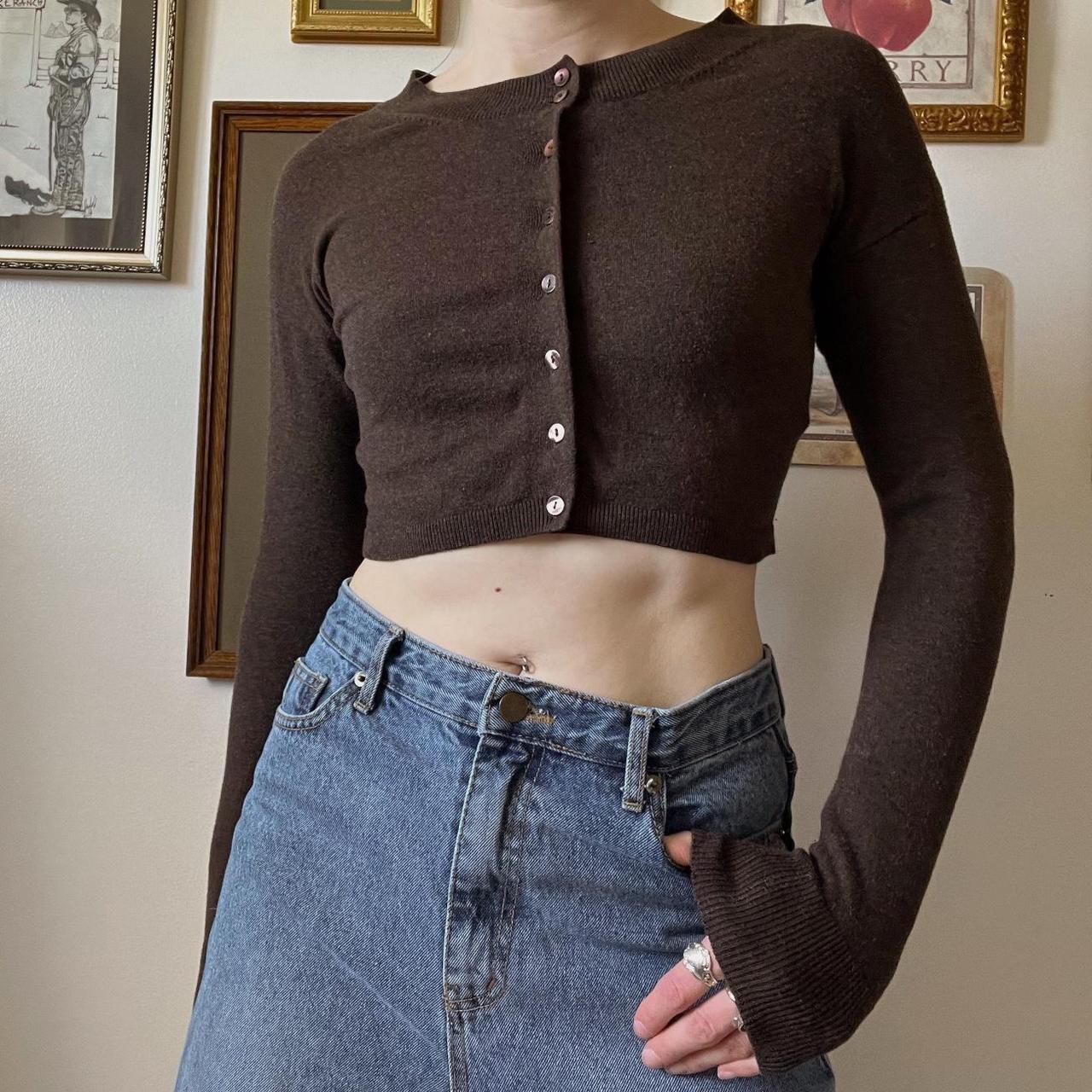 Brown crop knit cardigan (S)