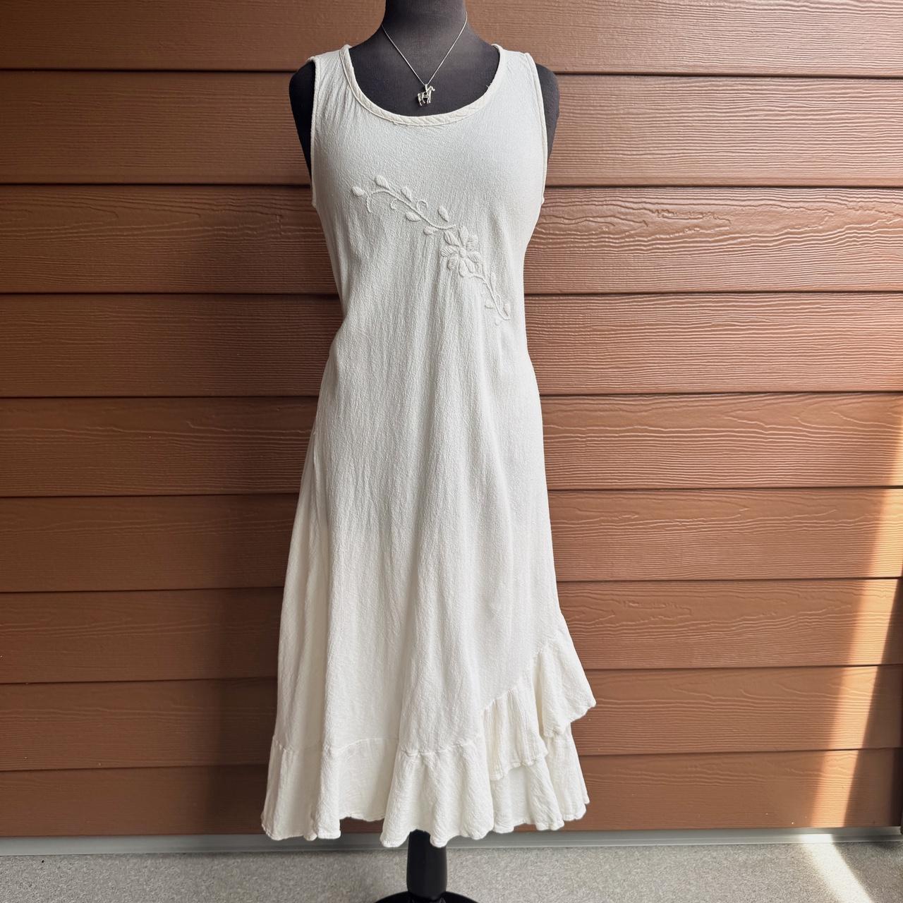 Cotton boho ruffle maxi dress (M)