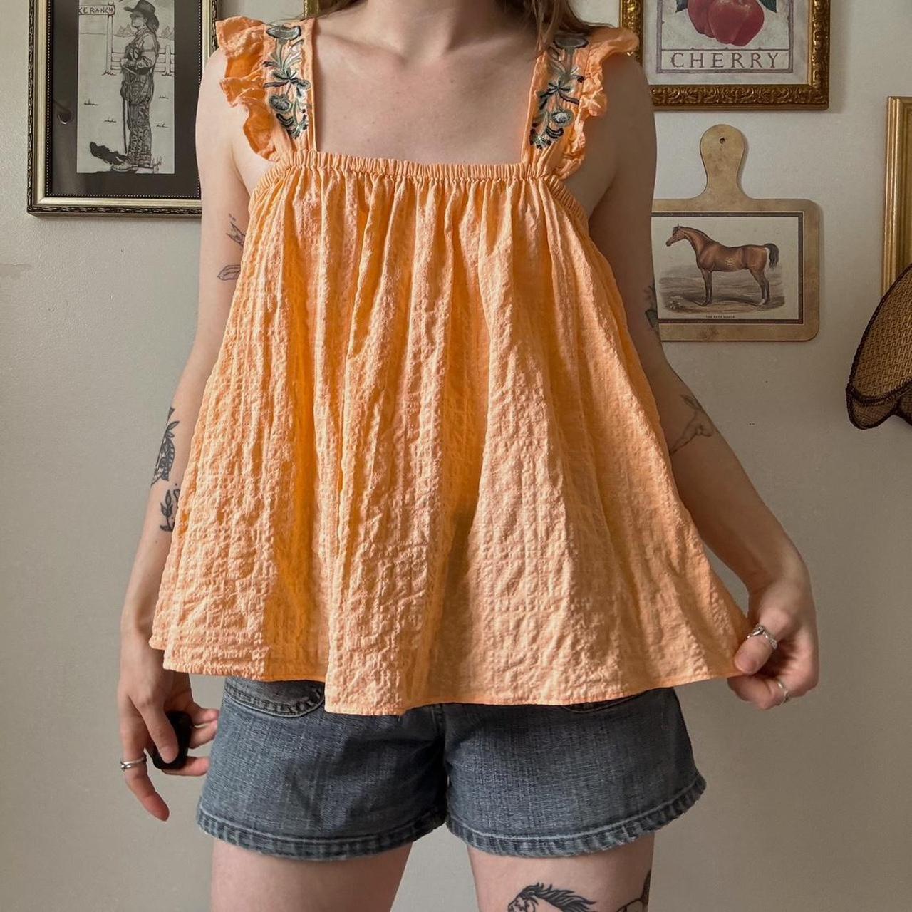 Peach boho babydoll tank (S/M)