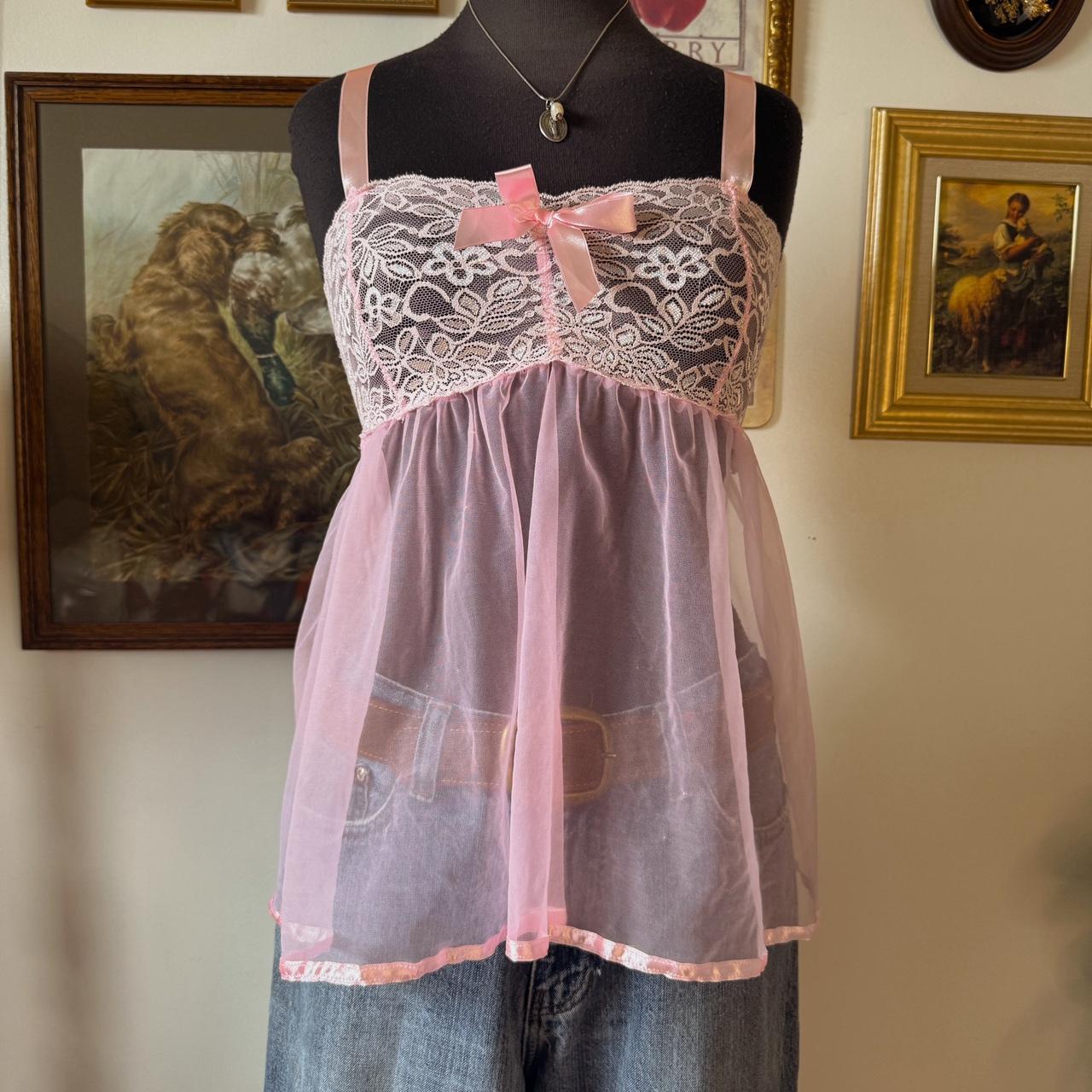 Pink lace babydoll top (S)