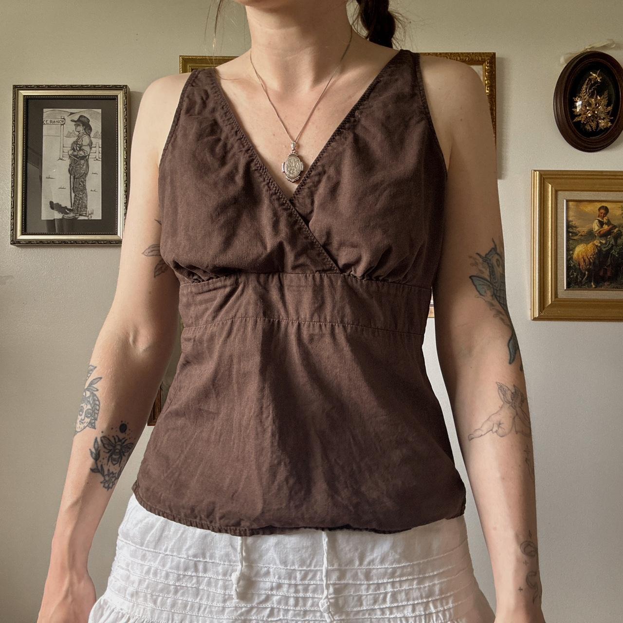 Brown linen tank (M)