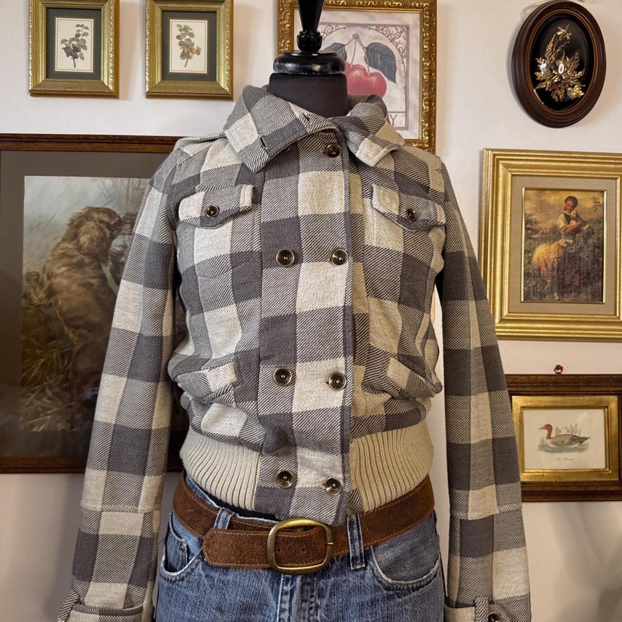 Grey checkered Y2K jacket (S)