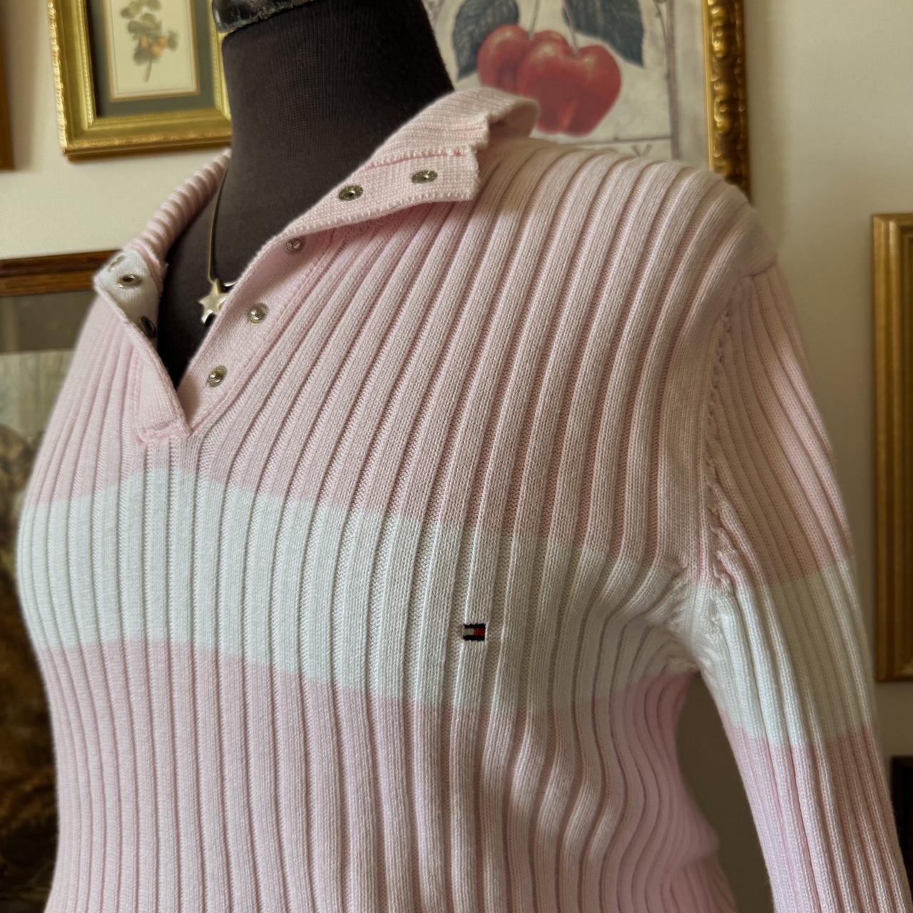 Y2K soft pink ribbed mock neck sweater (L)