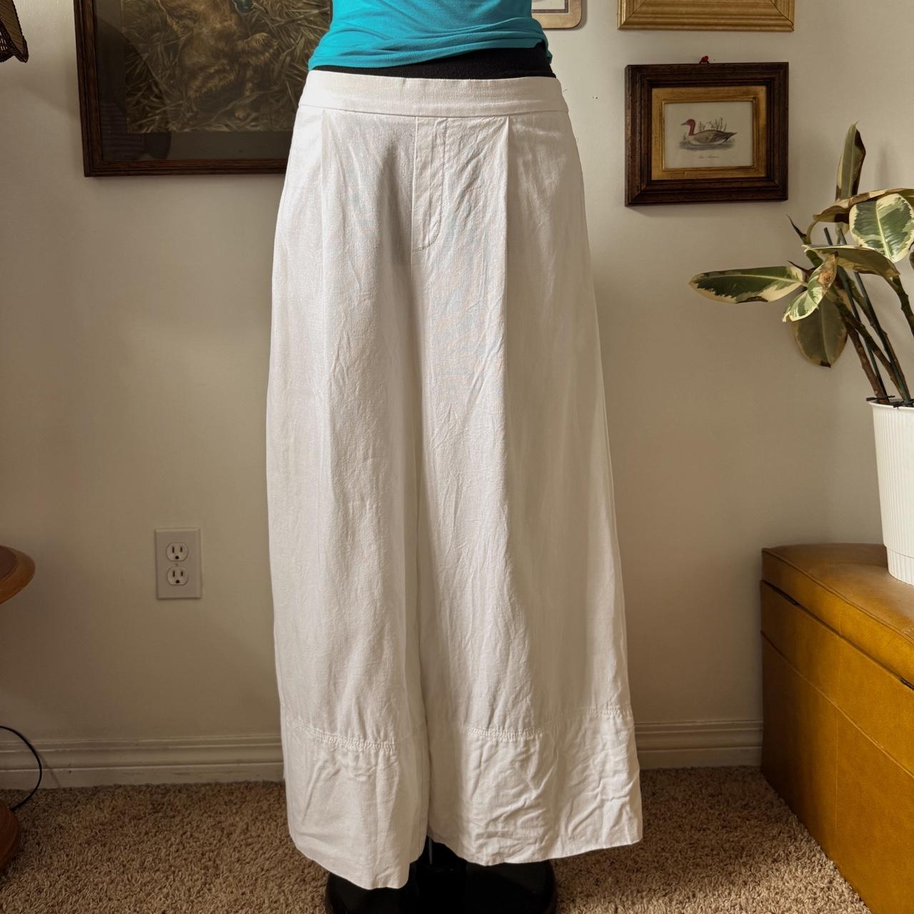 White linen wide leg pants (M)