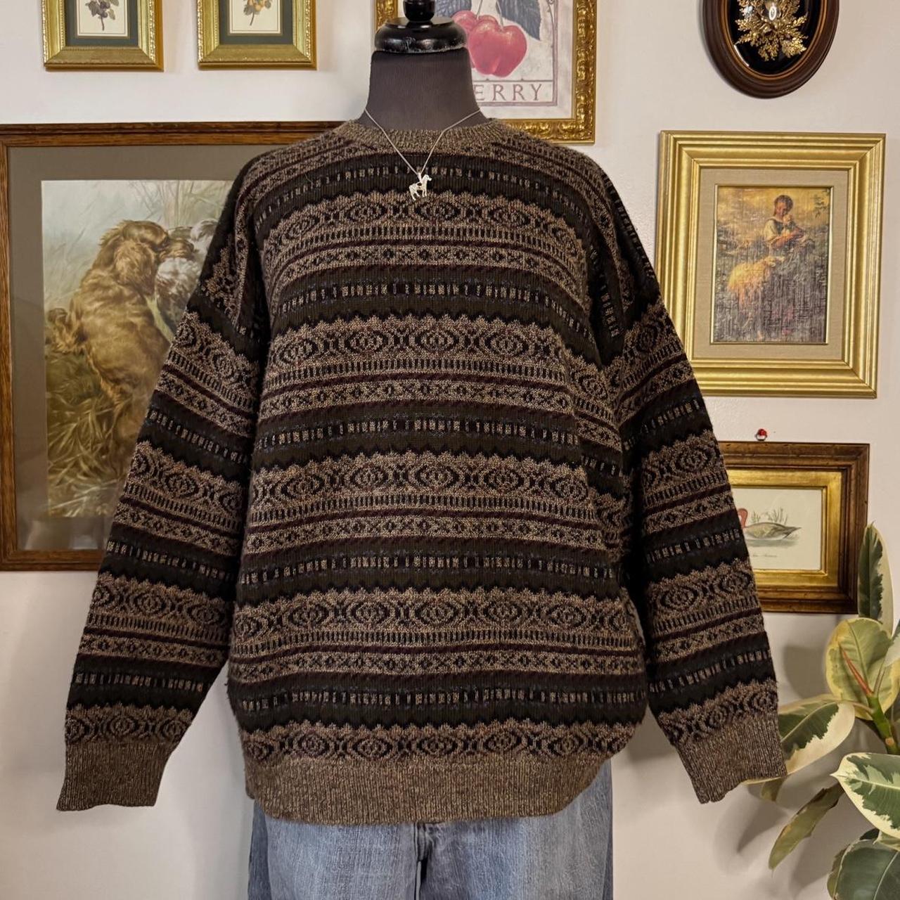 Vintage earthy striped pattern sweater (XL)