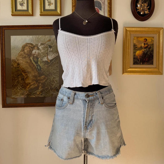 90s light wash denim shorts (30")