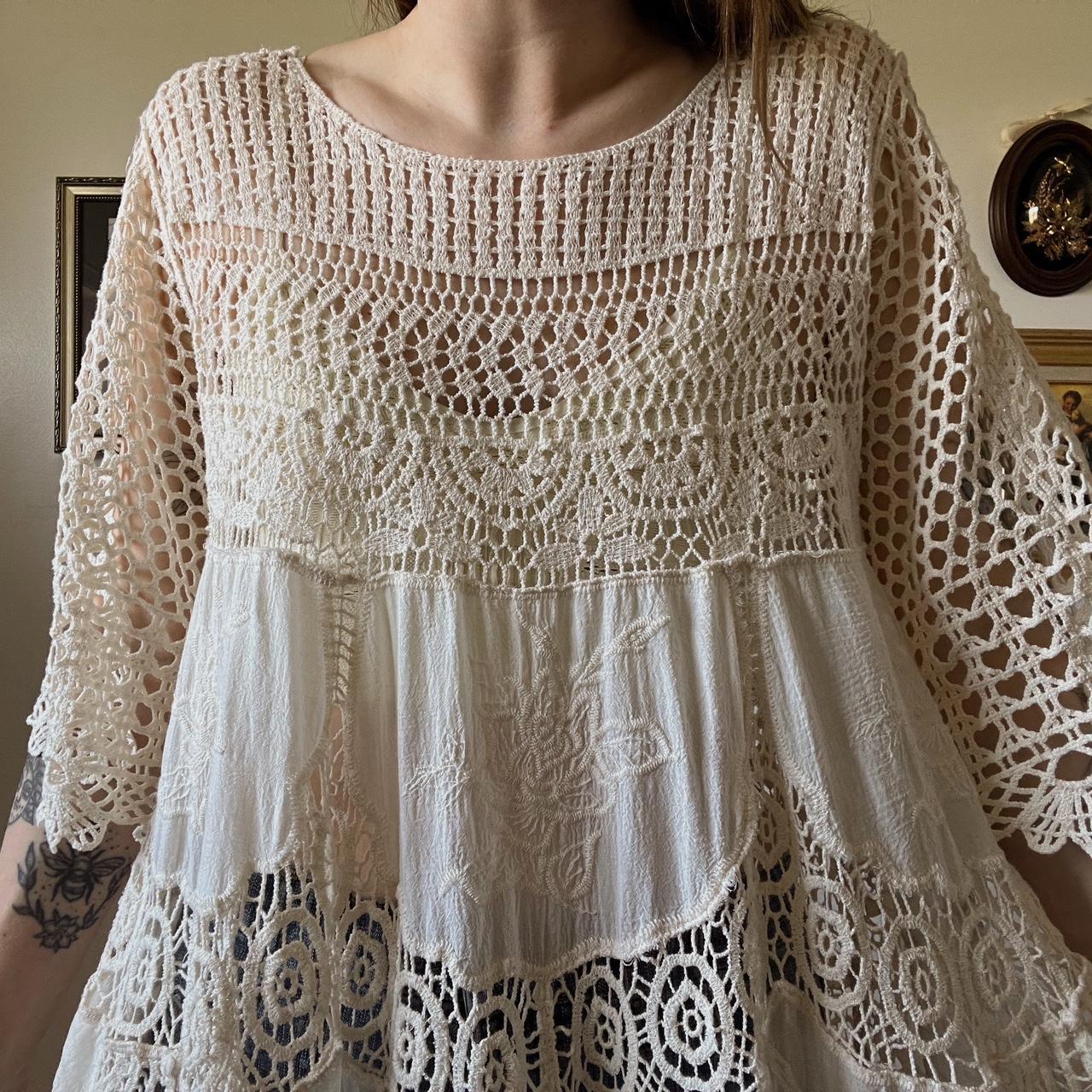 Cream crochet mini dress (XL)