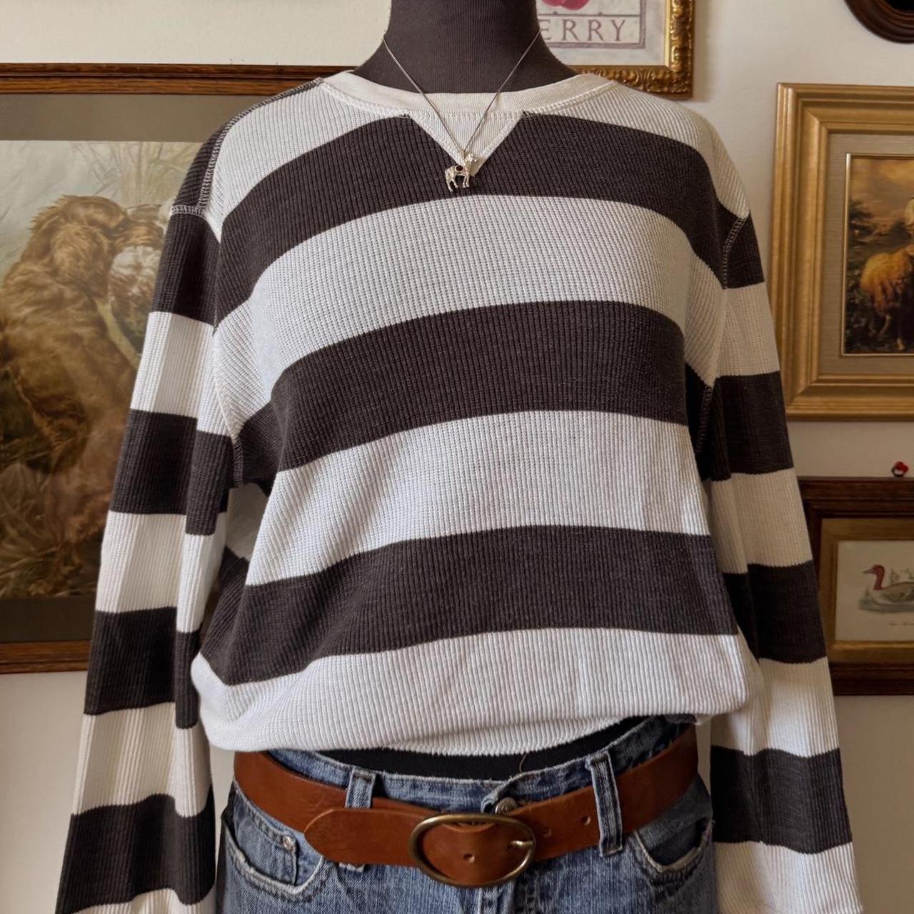 Cream & grey striped raglan longsleeve (L)