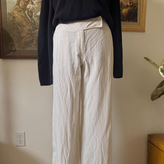 Cream striped linen pants (M)