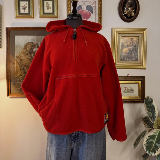 Cozy red fleece hoodie (M)