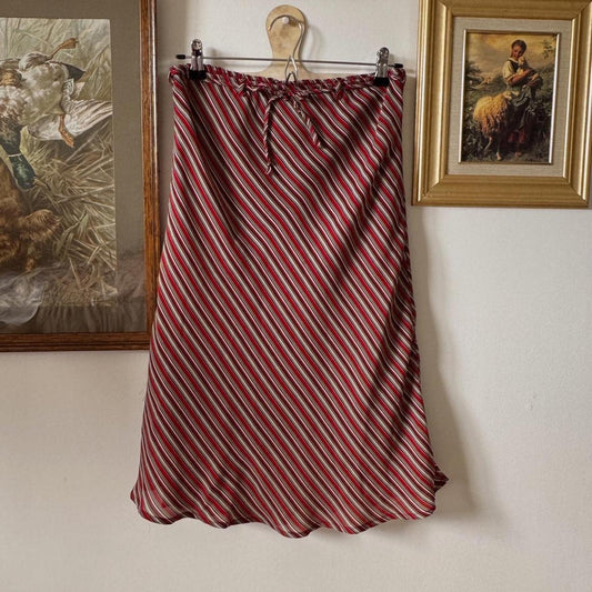 Red striped Y2K midi skirt (M)
