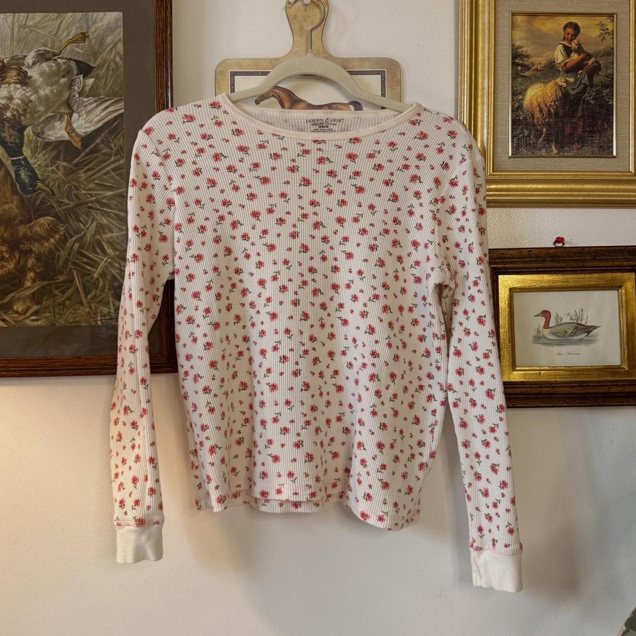 Pink floral pattern waffle longsleeve (M)