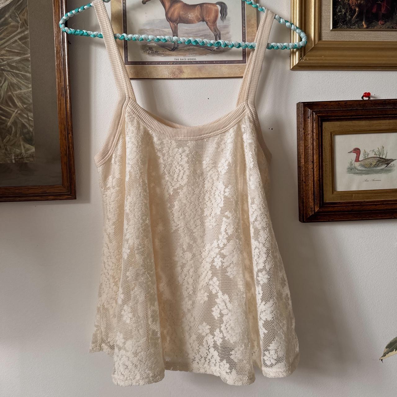 Cream lace babydoll cami top (M)