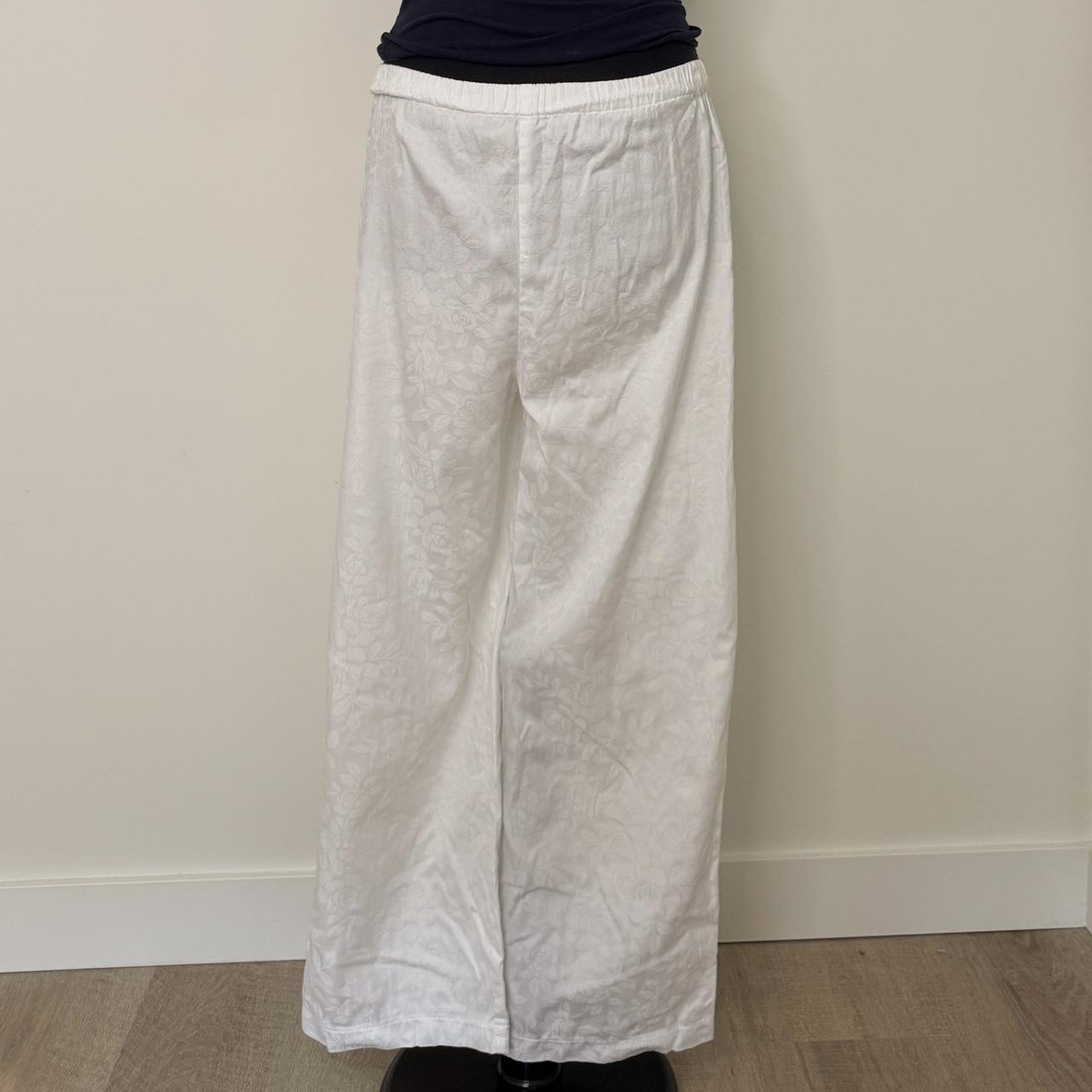White floral wide leg pants (S)