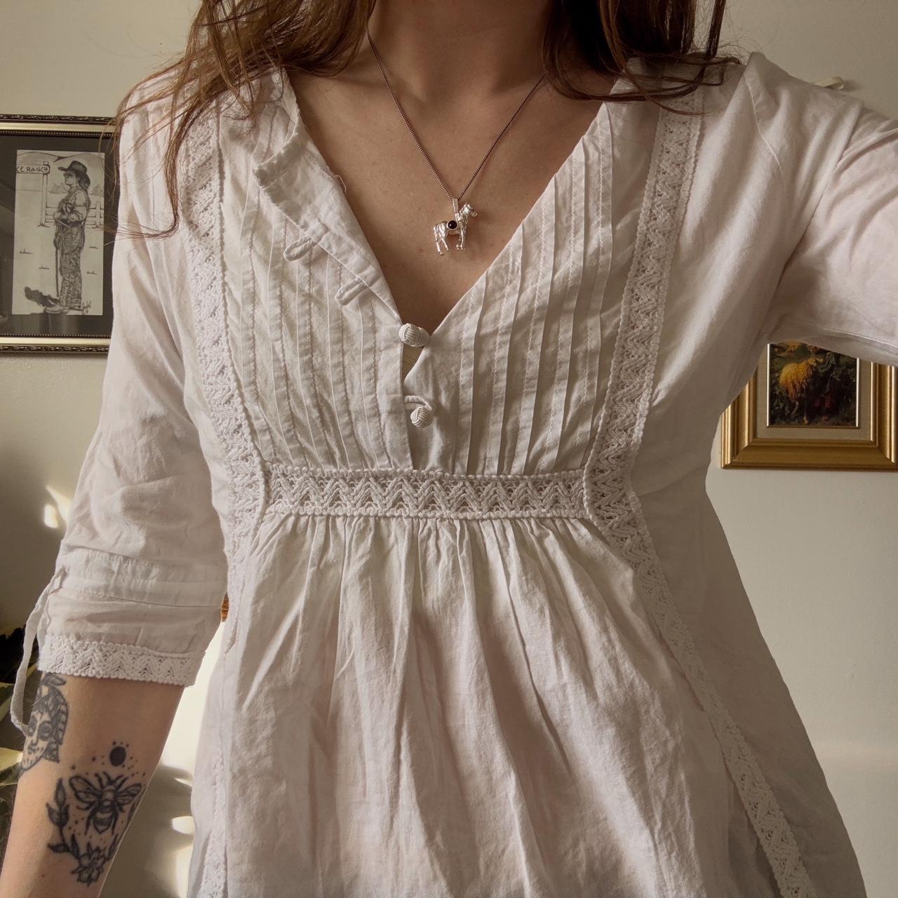 White cotton babydoll top (M)