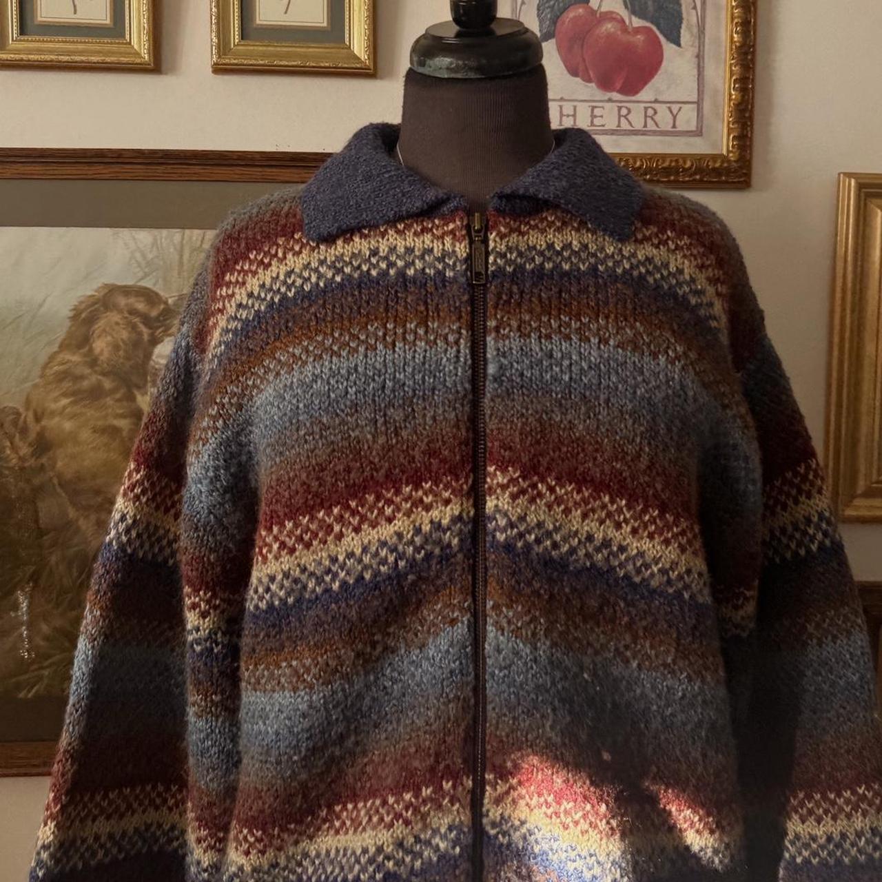 Vintage striped knit zip up sweater (L)