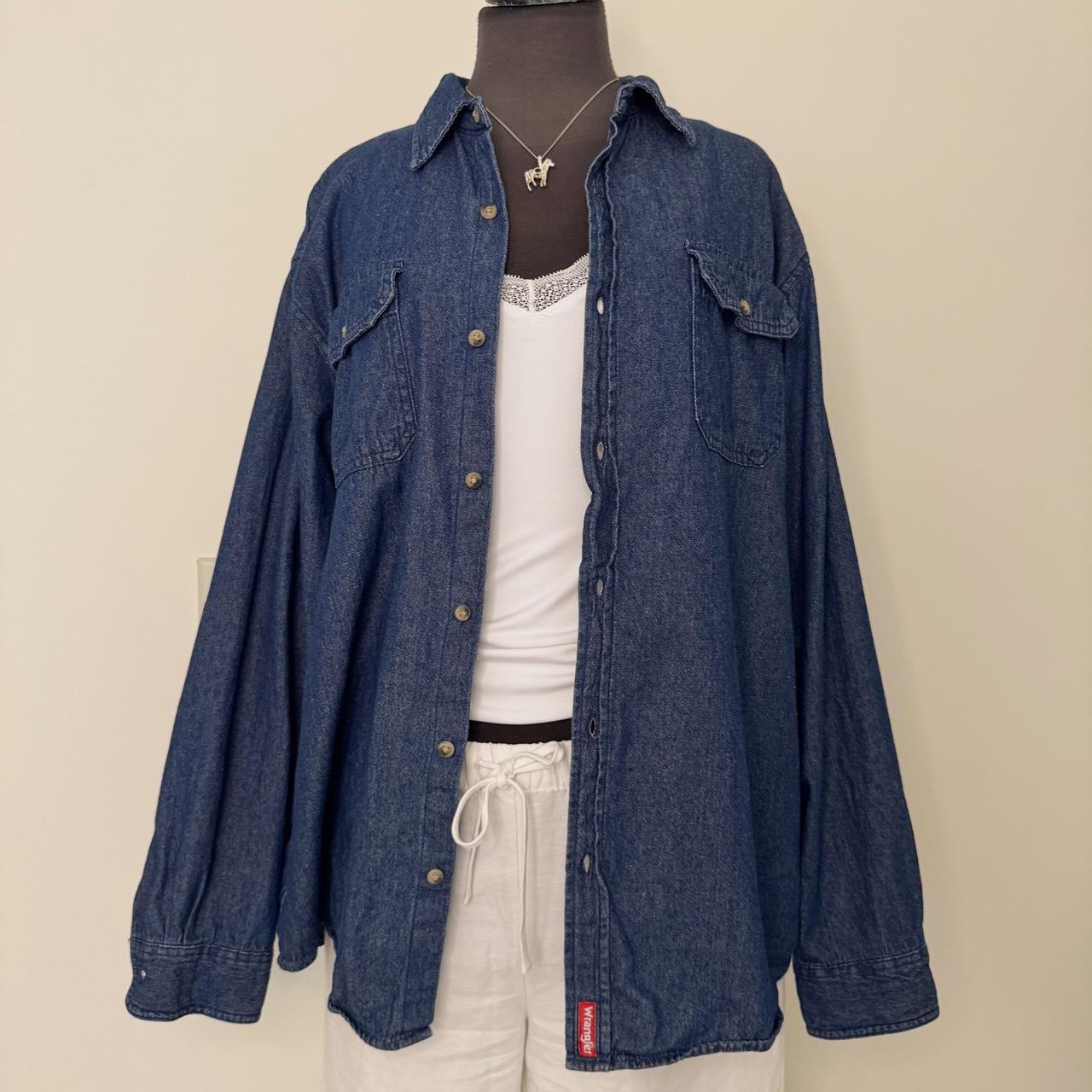 Wrangler blue denim button up shirt (L)