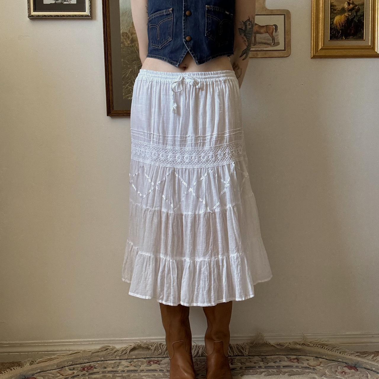 White tiered midi skirt (S/M)