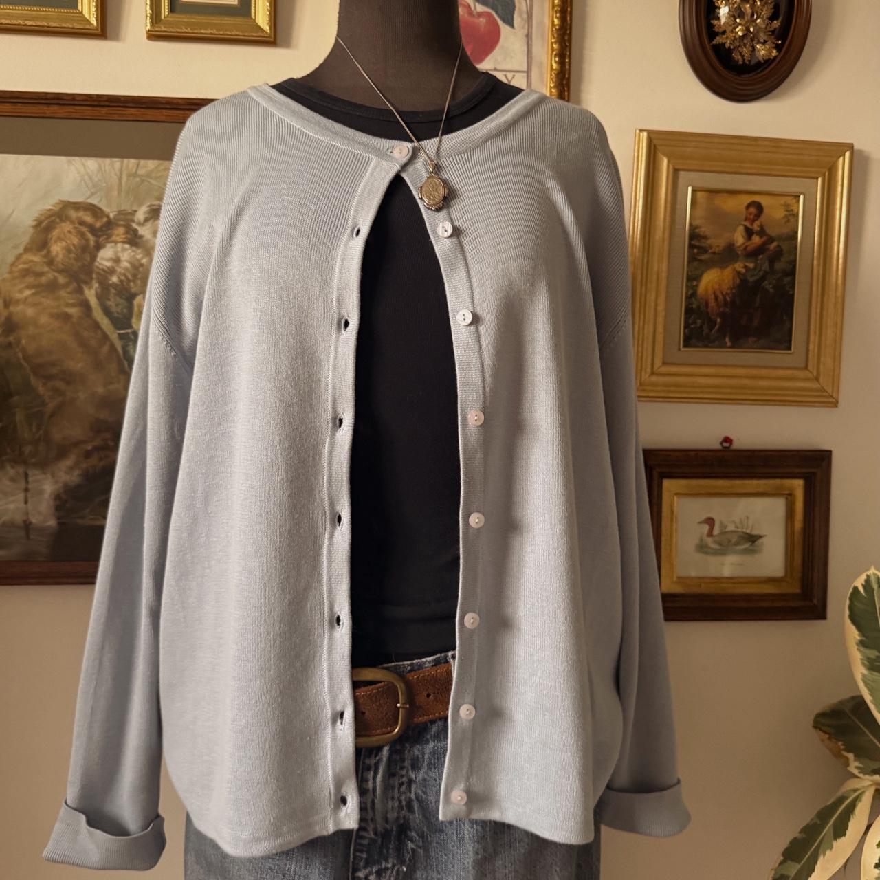 Baby blue knit cardigan (L)