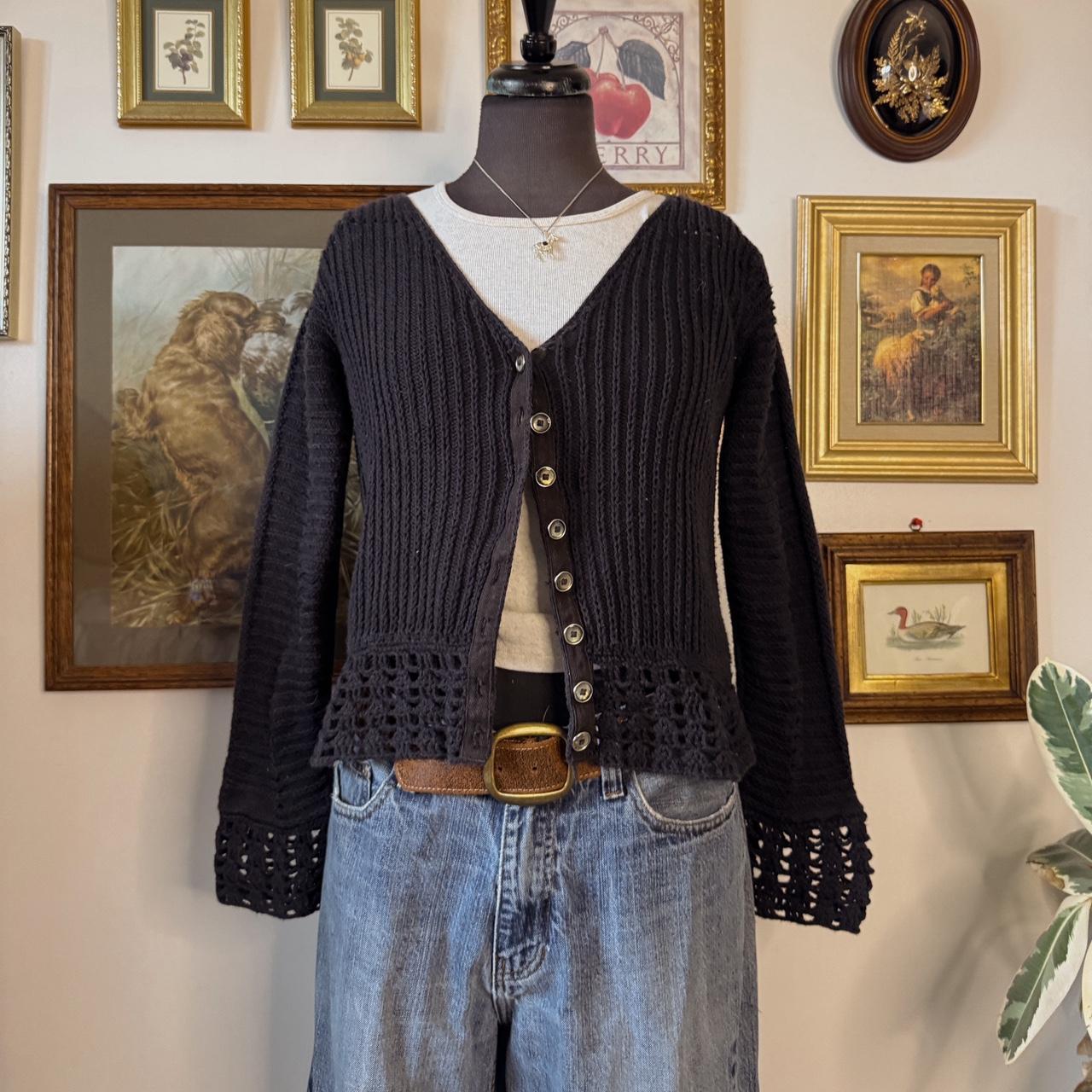 Black cottage knit cardigan (XS)