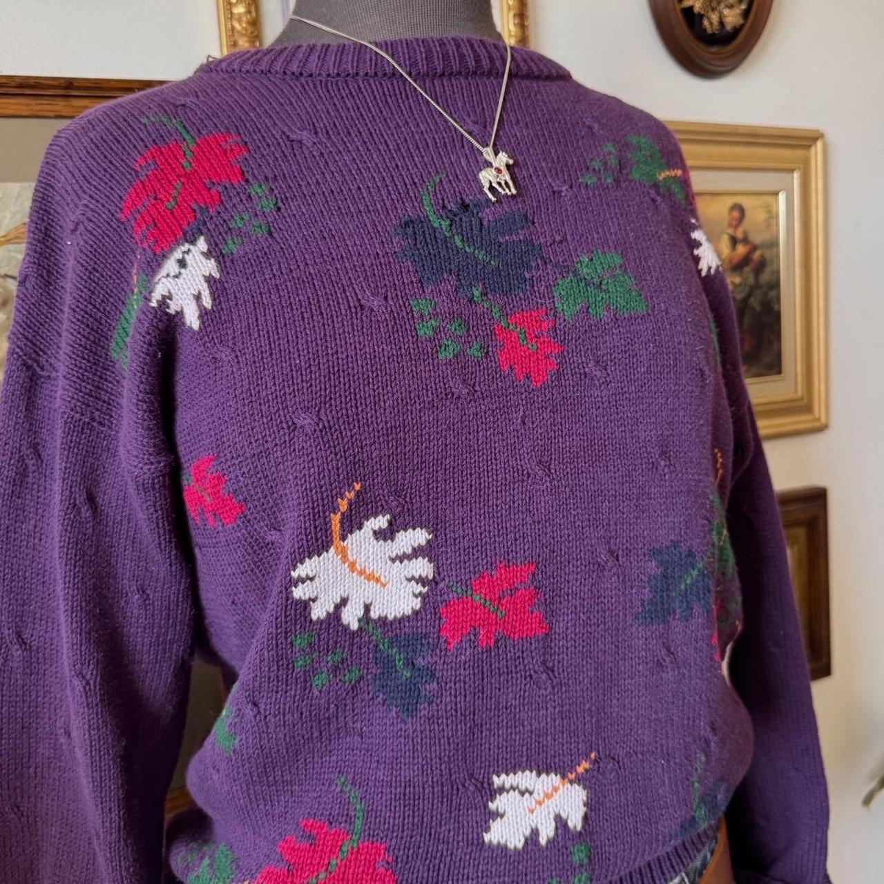 Deep purple autumn leaves sweater (M)