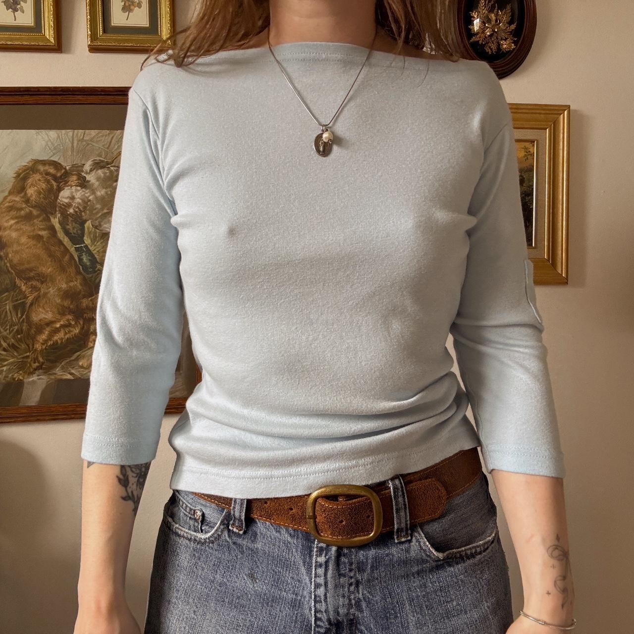 Baby blue 3/4 sleeve top (M)