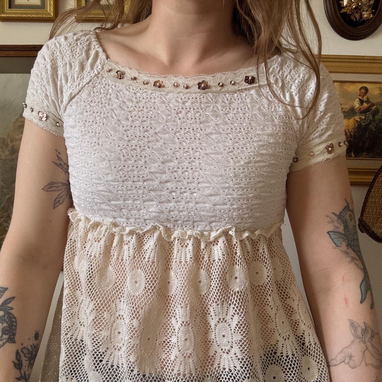 Boho crochet babydoll top (S)