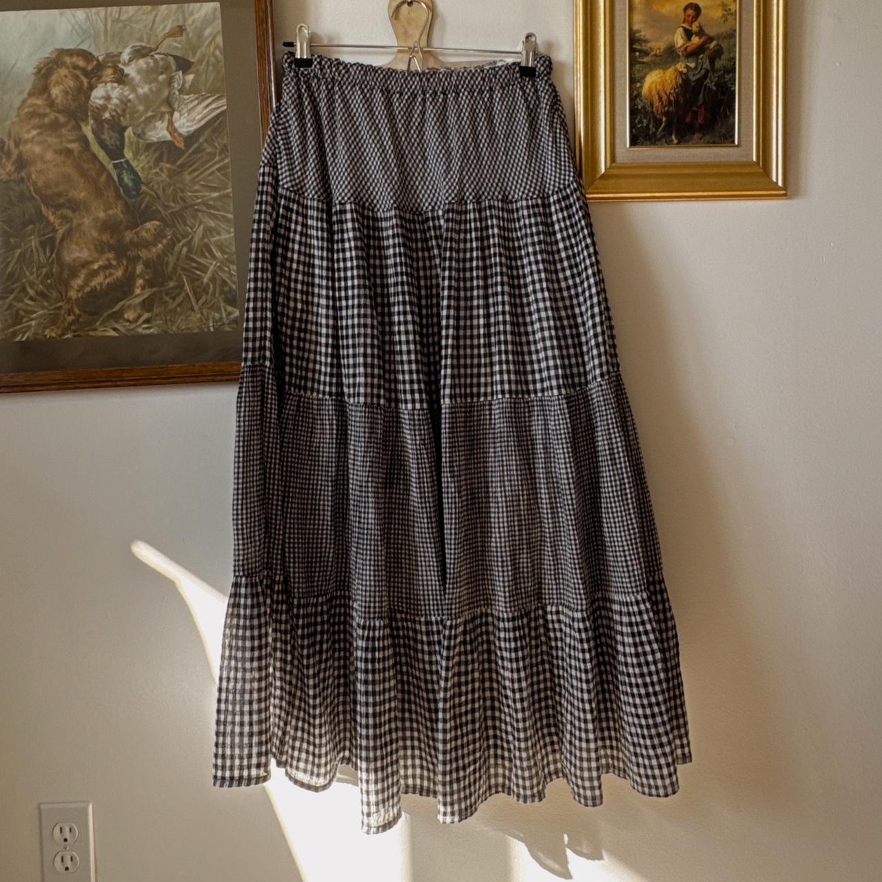 Tiered gingham maxi skirt (S-L)