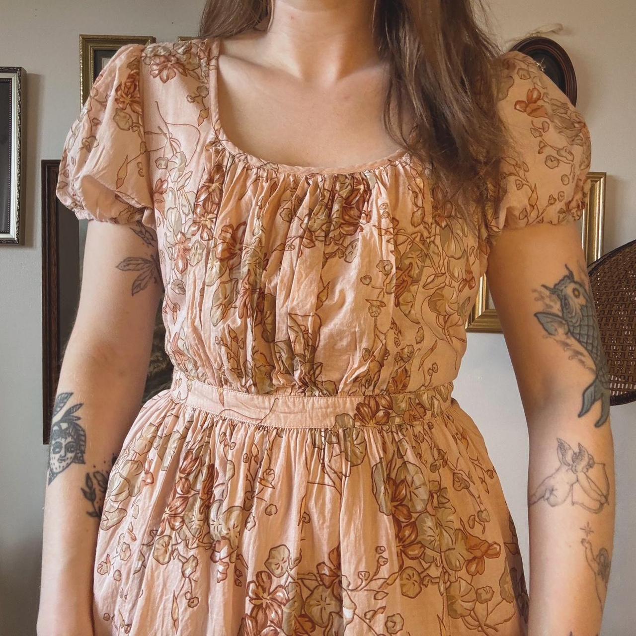 Pink floral babydoll dress (S)