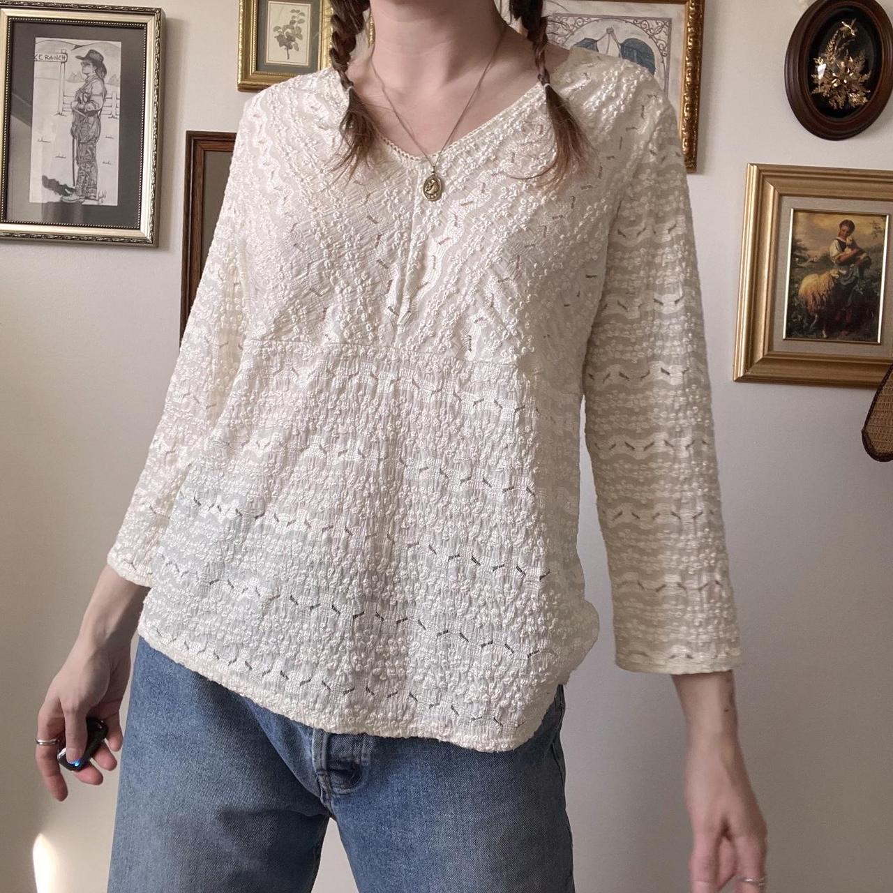 Vintage cream lace blouse (L)