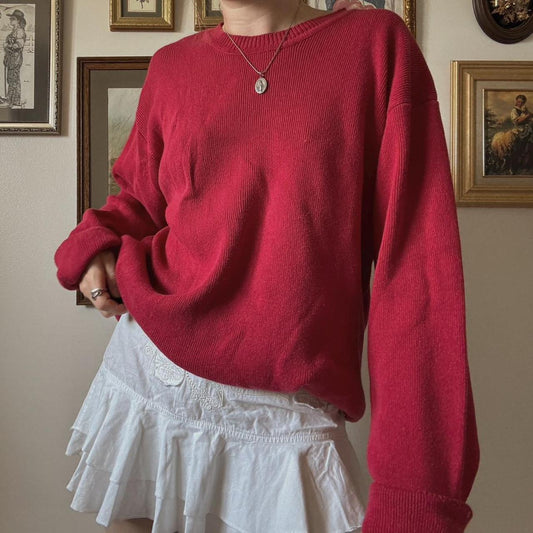 Cherry red slouchy sweater (L)