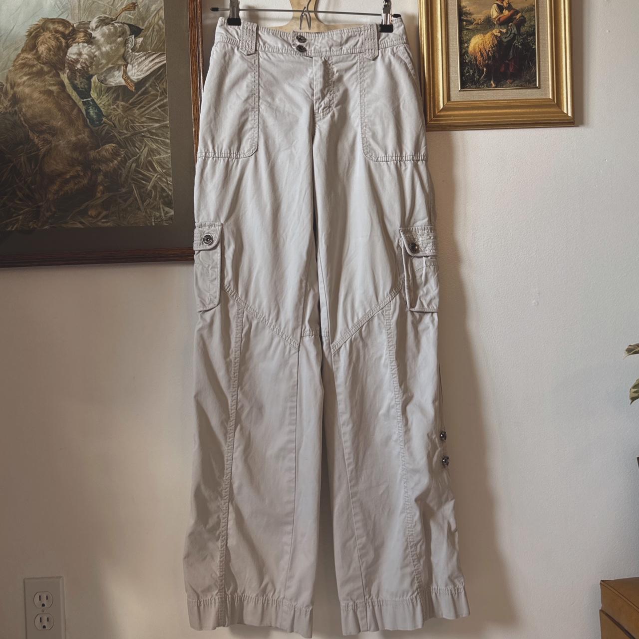 Cream wide leg cargo pants (M)