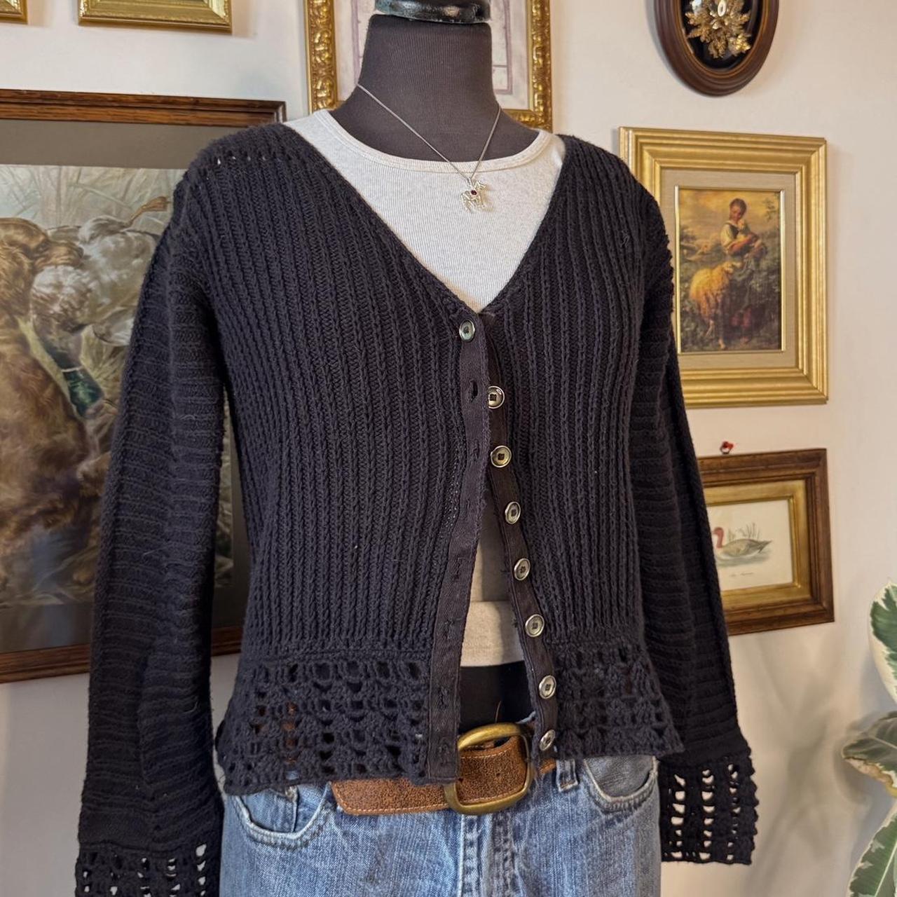 Black cottage knit cardigan (XS)
