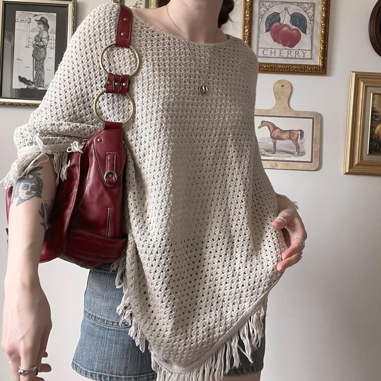 Crochet boho knit poncho