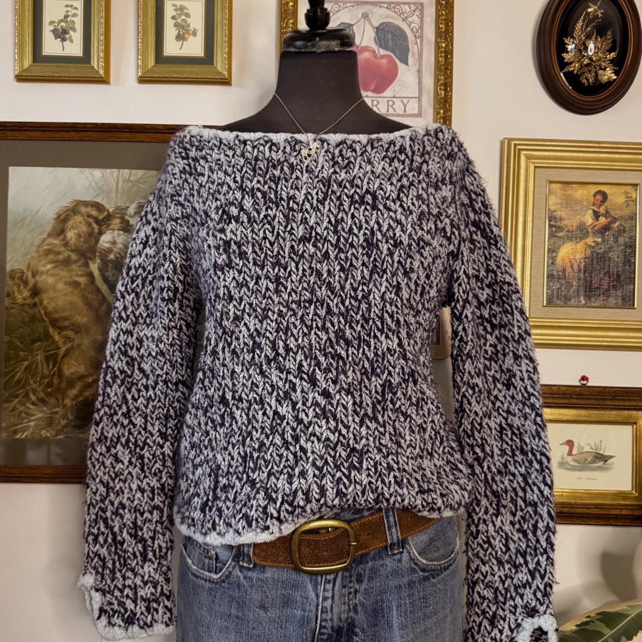 Blue knitted boatneck sweater (M)