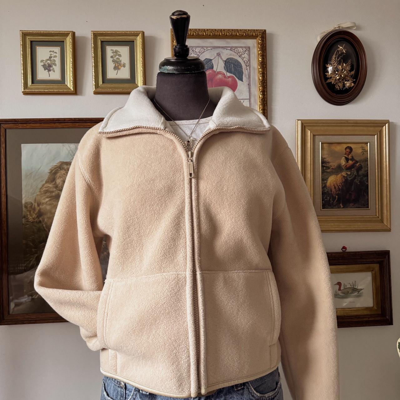 Tan & cream fleece zip up (S)