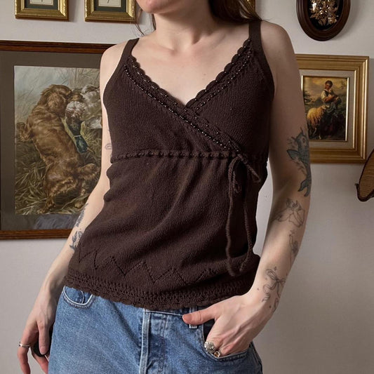 Brown knit cami tank (S)