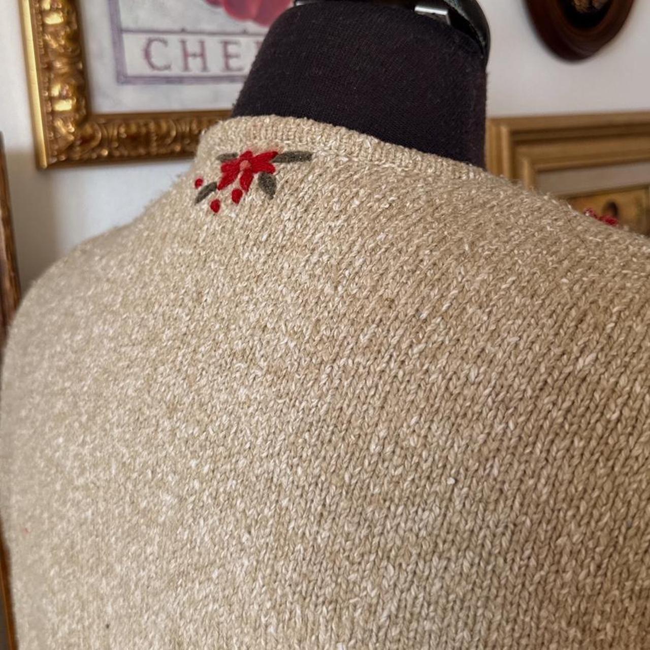 Oatmeal fall leaves embroidered cardigan (S)